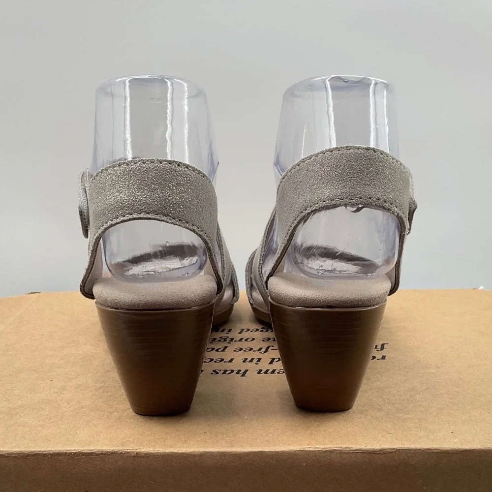 Munro Lucia Silver Metallic Leather Block Heel Sandals M472461 Womens 6M